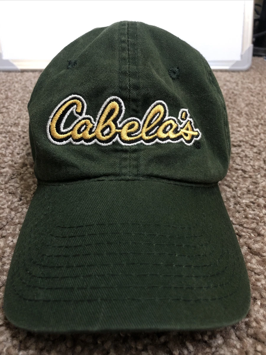 Cabela’s Baseball Cap Green Hat Embroidered Yellow Logo Adjustable Strapback