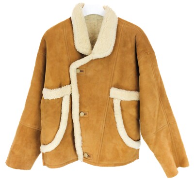 Sandro Royal Jacke Damen Groß Shearling Geknöpft Polo Kragen Kamel