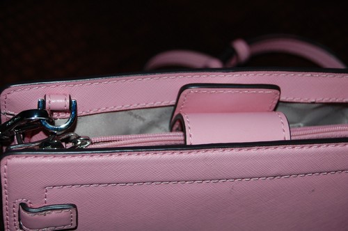 MICHAEL KORS Rayne Small Crossbody Leather Carnation Pink Silver Hardware $328 - Picture 4 of 21