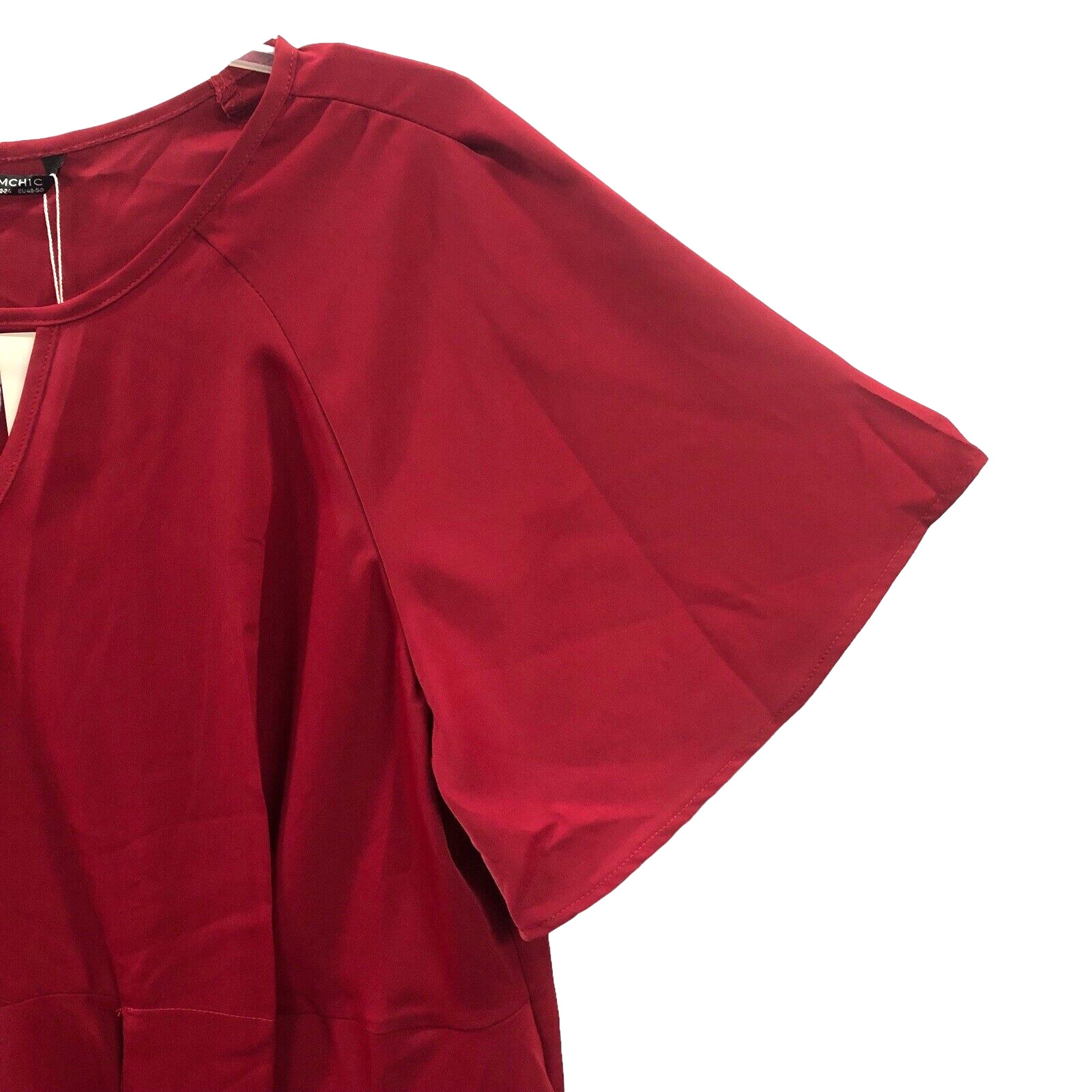 BloomChic Solid Wine Waist Fitted Batwing Sleeve … - image 3