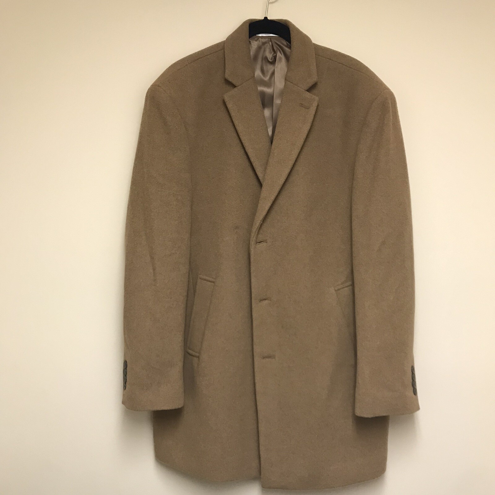 Calvin Klein Men's Prosper WoolBlend XFit Overcoat Camel 44R eBay