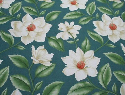 Sanderson Gardinenstoff 'GRANDIFLORA - SMARAGD' 2 Meter - Leinenmischung