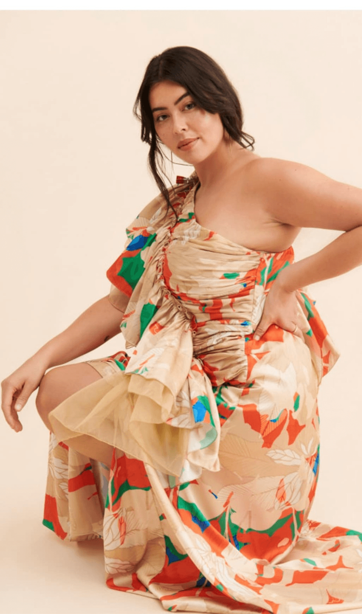 mandira wirk one shoulder printed dress New Mandira Wirk Ruffled One-Shoulder Floral Dress Size XS