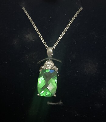 Stauer 925 Peridot mit CZ Stein Anhänger Halskette