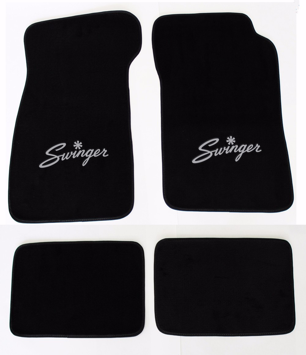 New! Black Carpet Floor Mats 1967-1976 Dodge Dart Swinger Logo