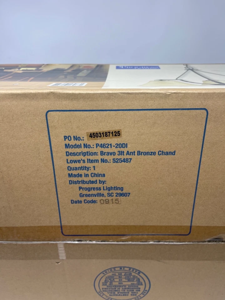 Progress Lighting Bravo 3-Light Antique Bronze Transitional Chandelier FREE SHIP - Image 2 of 3