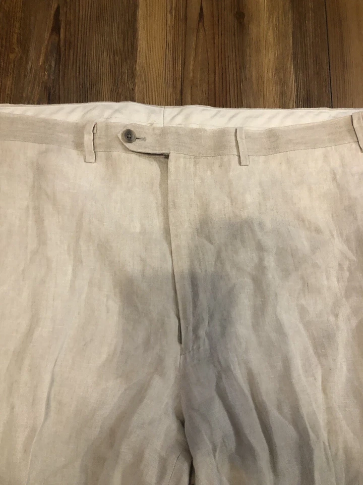 Pantalones chinos rectos informales Calvin Klein DISTRESS chinos 100 % lino grandes para hombre ver foto Foto 4 de 4