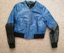 Super Cool Love Label Luxe @ Asos Bomber Real Leather Jacket Uk 12 Vgc