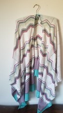 MISSONI Open Poncho Cape Zigzag Striped Cotton Blend One Size- ITALY