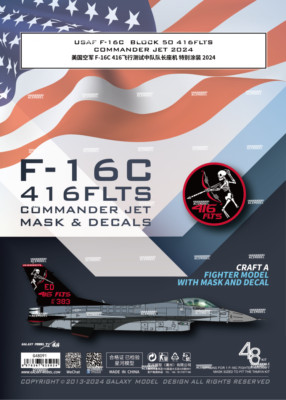1/48 USAF F-16C Block 50 416FLTS Commander Jet 2024 Decal&Mask for TAMIYA 61106