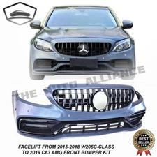 Facelift For 2015-2018 Mercedes Benz W205 C Class Front Bumper Kit to C63 Style