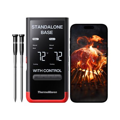Wireless Bluetooth Smart Meat Thermometer: Standalone Base, WiFi Unlimited Ra...