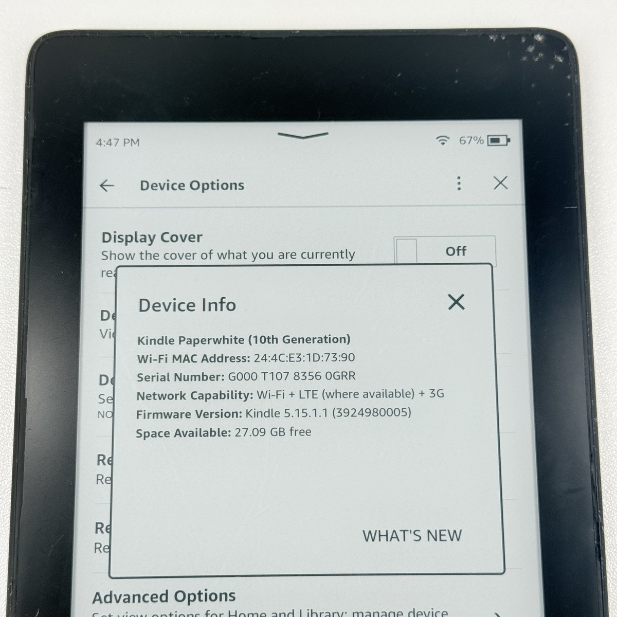 Amazon Kindle Paperwhite 10th Generation 32GB Wi-Fi + LTE Tested