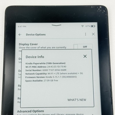 Amazon Kindle Paperwhite 10th Generation 32GB Wi-Fi + LTE Tested
