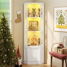 Corner Display Cabinet with Glass Doors 65" Curio Cabinet