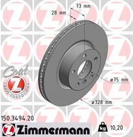 2X Zimmermann Bremsscheibe Coat Z 150.3494.20 FüR BMW X3 F26 F25 X4 Sdrive