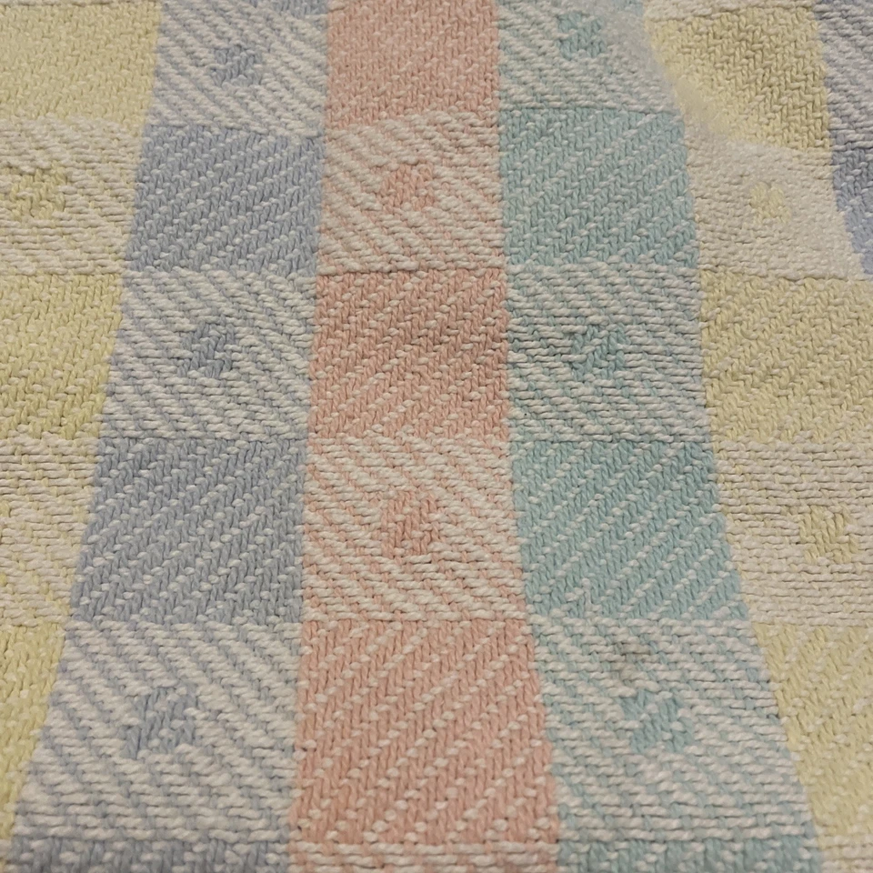 Manta de bebé de algodón a rayas a cuadros pastel Beacon WPL 1675 HTF Beacon de colección HECHA EN EE. UU. Foto 2 de 4