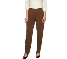 Susan Graver Regular Liquid Knit Straight Leg Pants Vintage Brown S New