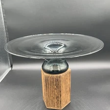 Smoky Artistic Glass Bowl, unsigned, 11.5" wide and 3.5" high