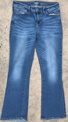 Levi Denizen Modern Bootcut Blue Denim Jeans Cotton Thigh Fading Bell Bottom