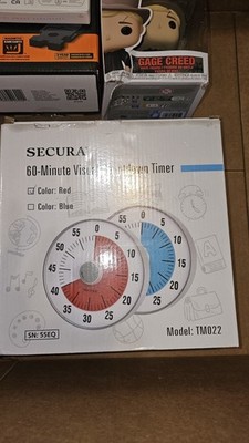 Secura 7.5-inch Visual Countdown 60-Minute Kitchen Timer, Time Management, NEW