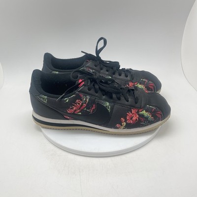 Nike Sneakers Mens 11.5 Cortez Floral Print Black Red BV6067-001 Casual Shoes