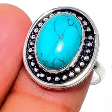 Green Turquoise Gemstone 925 Sterling Silver Jewelry All Size Ring For Gift