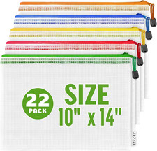 22 Pack Mesh Zipper Pouch Bags 10X14 Inch - Plastic Zipper Pouches for Organizin