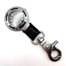 2007 HARLEY-DAVIDSON X BULOVA Clip On Pocket Watch Black Leather Needs Battery