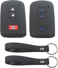 2Pcs Rubber Silicone 3 Buttons Smart Key Fob Cover Case Protector Keyless with K