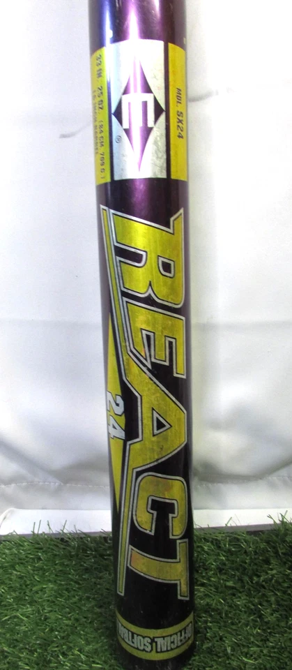 Bate de softbol lanzamiento rápido Easton React 24 SX24 33 pulgadas 25 oz 2 1/4 7050 aleación púrpura Foto 3 de 4