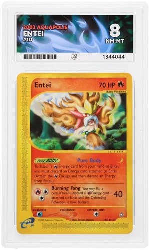 Entei 010/147 Aquapolis Regular Pokemon Card Vintage 2002 NM-MT Graded ACE 8