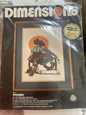 Vintage Dimensions Needlepoint Kit 1201-Norman Rockwell ''Spooners'' 1981 Wool NEW