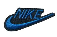 SWOOSH LOGO - 2" x 1" - Blue/Black - Embroidered Sew/Iron On Patc