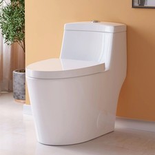 HOROW One Piece Toilet 12'' Rough-In Toilet Bowl 1.28 GPF Dual Flush Bathroom