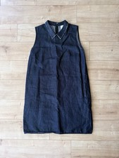 Gap Linen Blend Denim Collared Shift Dress Women’s Medium Dark Wash 