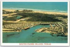 Vintage South Padre Island TX Aerial View Sea Ranch Marina Postcard