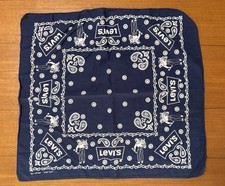 Levi's Vintage Bandana Navy Cowboy Paisley 1970  s 20" All Cotton Wash Fast