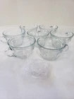 VTG 70s Anchor Hocking Savannah Clear Coffee Tea Punch Cups Floral Glass W Hooks