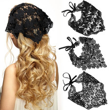 3PCS Lace Head Scarf for Women,Crochet Hair Bandana Headband