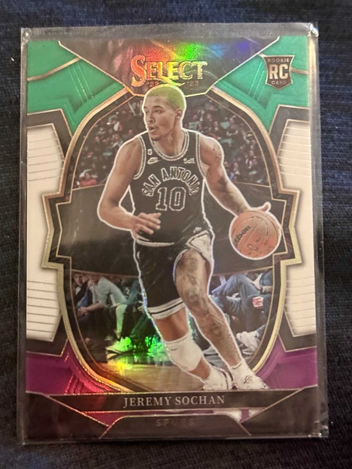 2022-23 Panini Select - Concourse Jeremy Sochan #86 Green White Purple Prizm RC