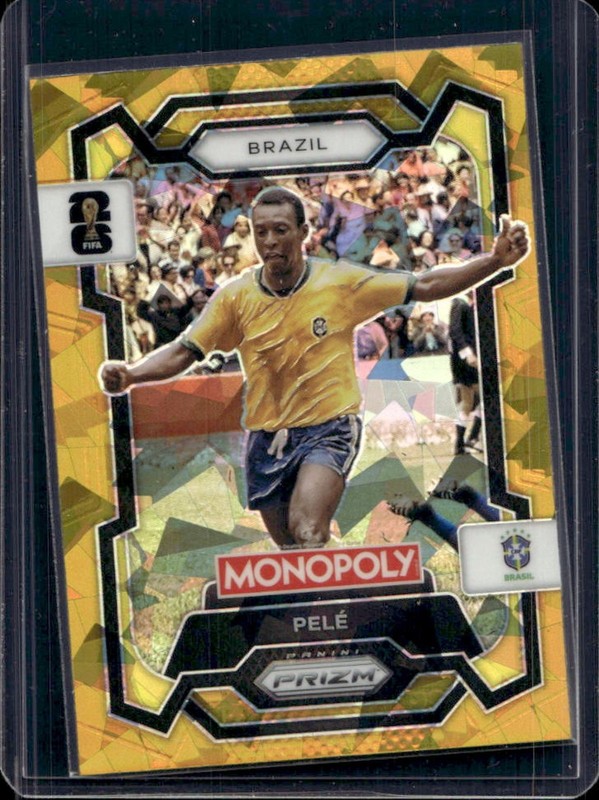 2026 Panini Prizm Monopoly World Cup Pele Gold Cracked Ice #16 Brazil
