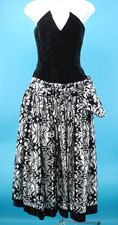 Vtg Women's 80s Black Velvet Silver Formal Dress 1980s XS Party Prom Barboglio