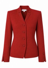 St. John Evening Rare VTG Santana Knit Red Beaded Jacket Heart Buttons 6