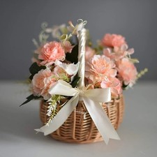 Easter Bunny Basket Rattan Woven Flower Girl Storage Gift Egg Hunt