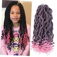 Pink Crochet Hair 12 Inch Senegalese Twist Braids 12 Inch Pack of 6 1B/Pink