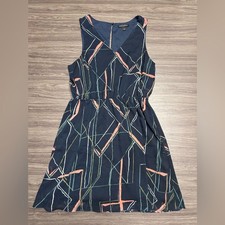 Banana Republic Blue Multi Color Geometric A Line Dress Size 8