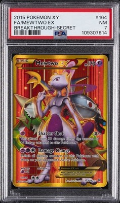 2015 POKEMON XY BREAKTHROUGH SECRET #164 FULL ART/MEWTWO EX PSA 7