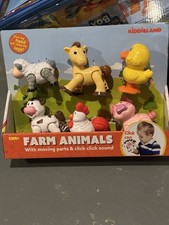 Kiddieland Farm Animals Toy Set with Moving Parts and Click Sound for Ages 1
