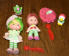 2 Vintage Strawberry Shortcake Dolls Lime Chiffon, Parrot & Cherry Cuddler